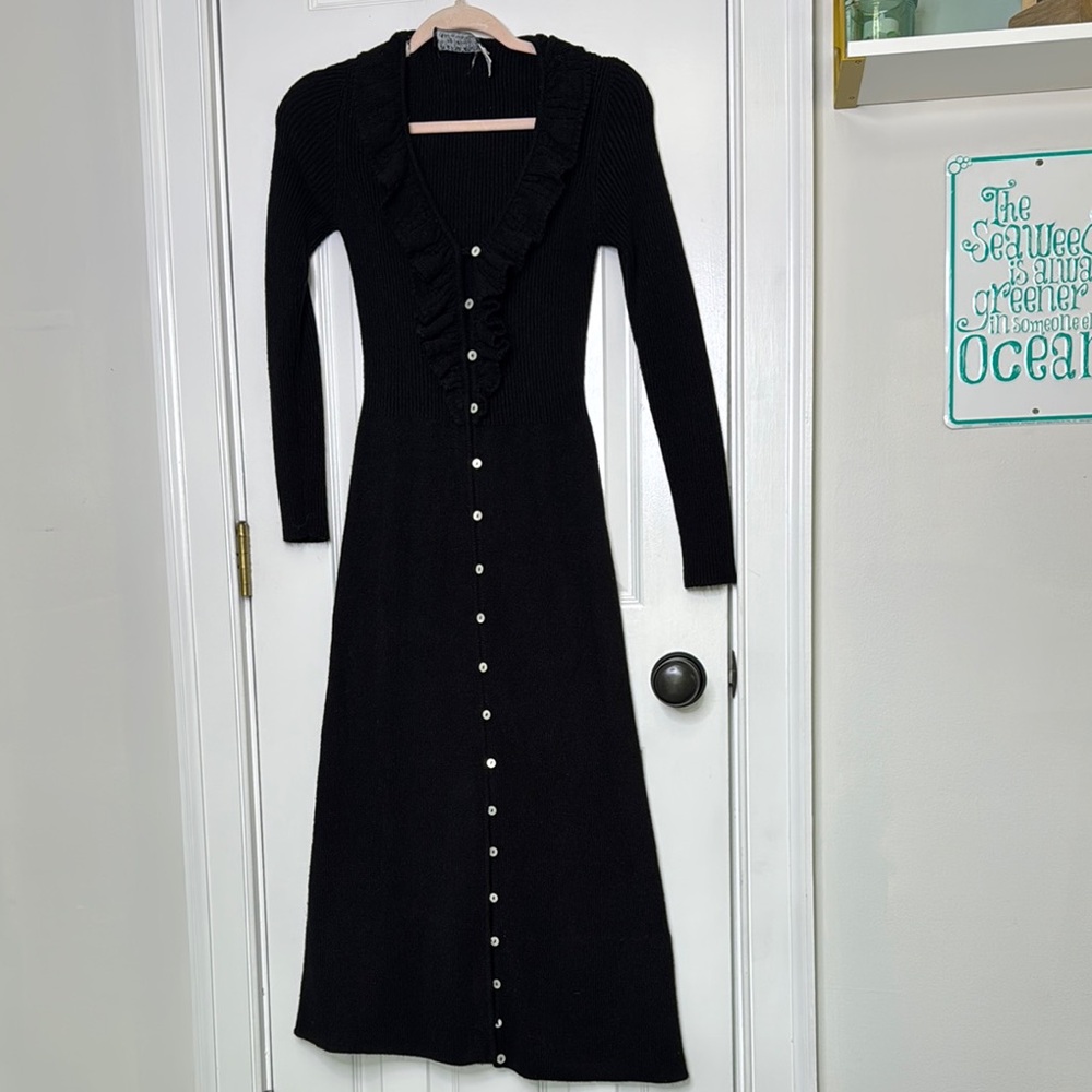 26 International Black Buttoned Sheath Dress